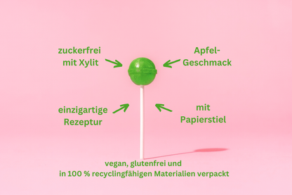 Apfel Lollis im Beutel, zuckerfrei mit Xylit