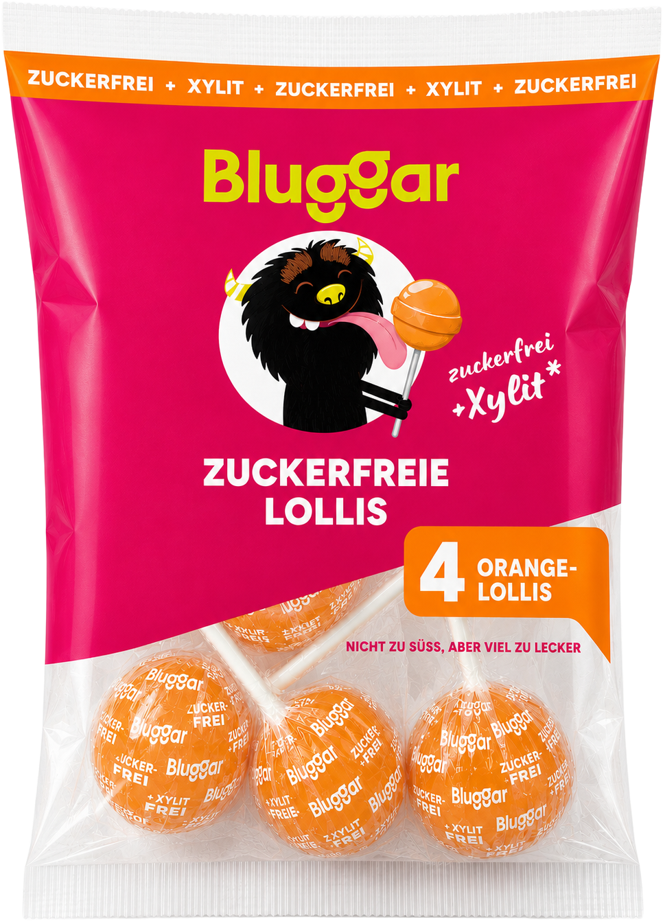 Orangen Lollis im Beutel, zuckerfrei mit Xylit