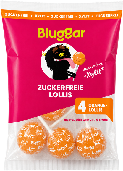 Orangen Lollis im Beutel, zuckerfrei mit Xylit